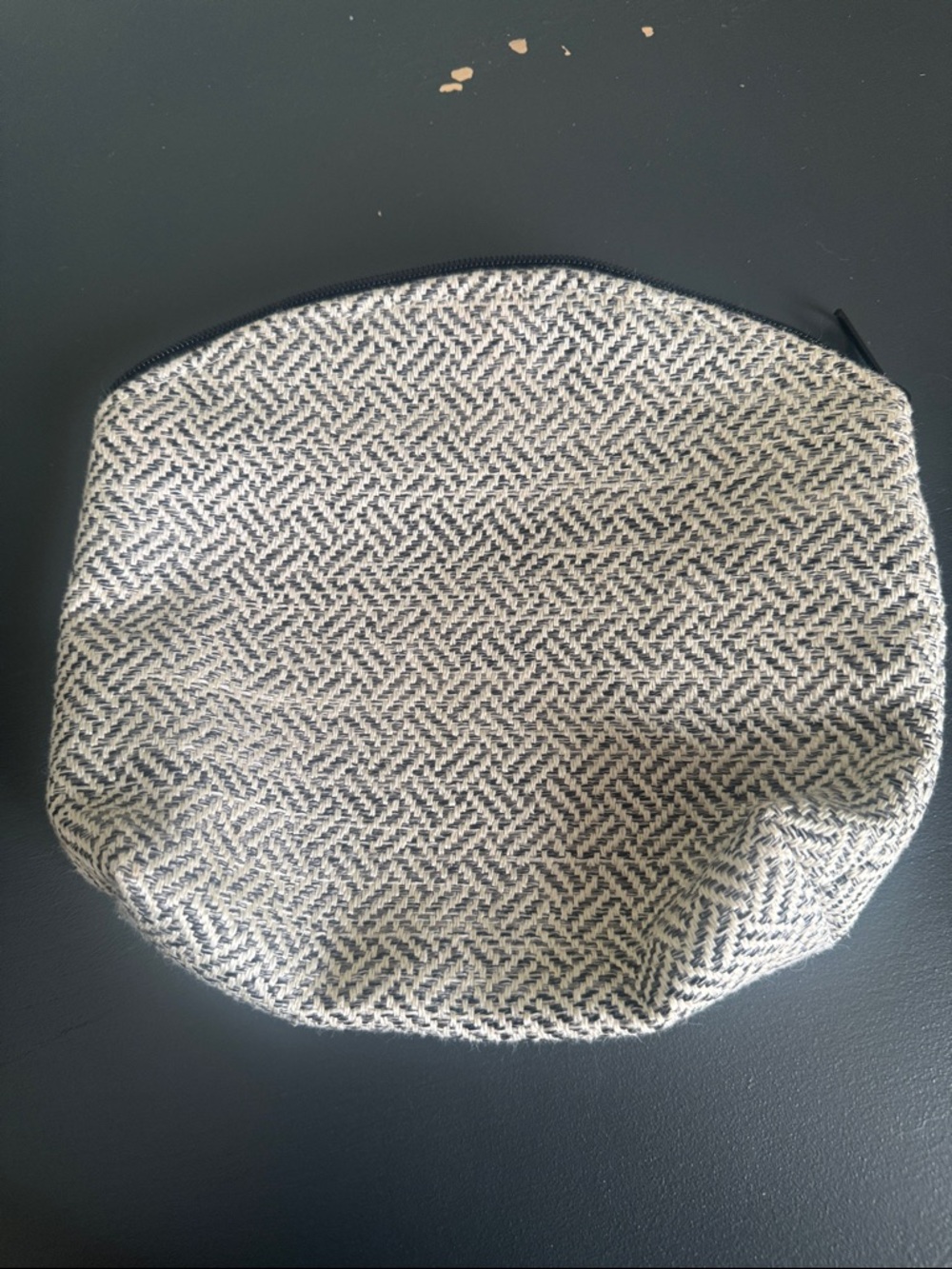 Neutral Woven Cosmetic Pouch - Beige & Black